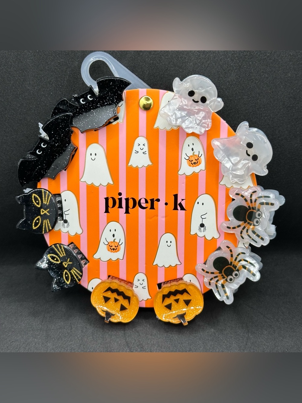 Piper K Halloween Mini Hair Claw Clips 10 Pack Ghost Bat Pumpkin Spider Cat NWT